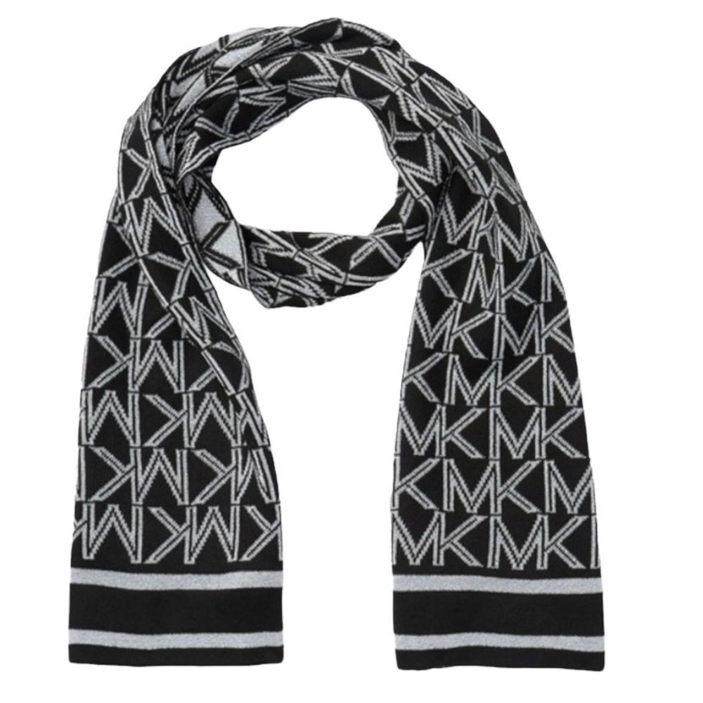MICHAEL Michael Kors Black & Silver Metallic Signature Scarf